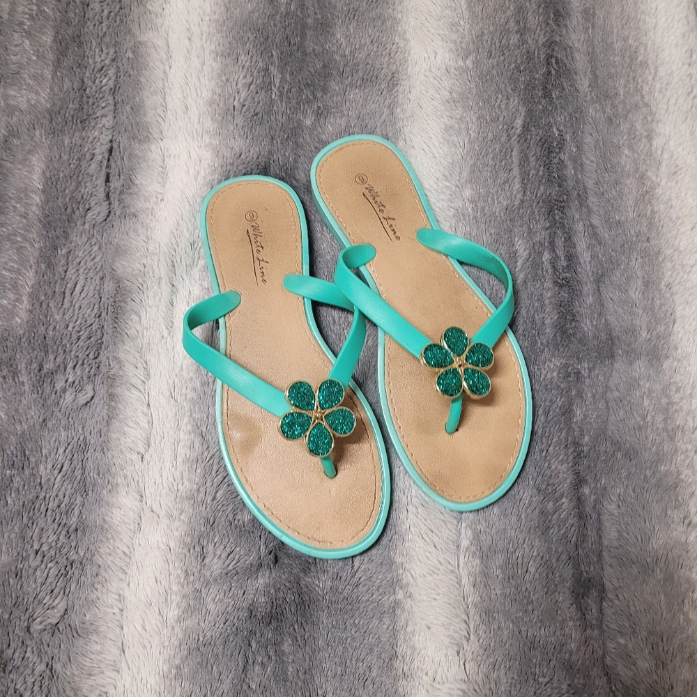 White Line Jelly Flip flops size 9